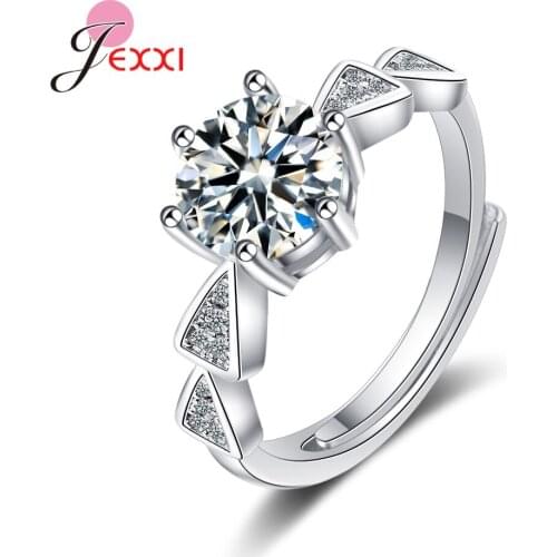 2021 Hot Sale New Trendy White CZ Crystal Engagement Design Zircon Rings Elegant Zircon Rings For Women Female Wedding Jewelry