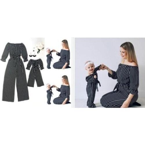 Clothes for mom and daughter, dress with open shoulders for parents and baby, jumpsuit, the same sets for mom and daughter