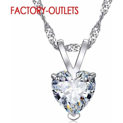925 Sterling Silver Pendant Necklace For Decoration Fashion Jewelry CZ Crystal Heart Shape Women Girls Party Engagement