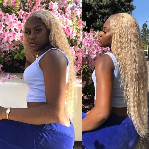 13x6 T Part 613 Blonde Lace Wigs 200% Density Remy Brazilian Deep Wave Lace Closur Human Hair Wig For Black Women With Baby Hair