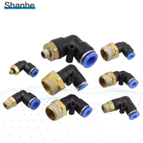 PL4/6/8/10/12mm hole to M5x0.8 1/8" 1/4" 3/8" 1/2" Male thread Pneumatic Tube Connectors L Type Elbow Quick Fitting
