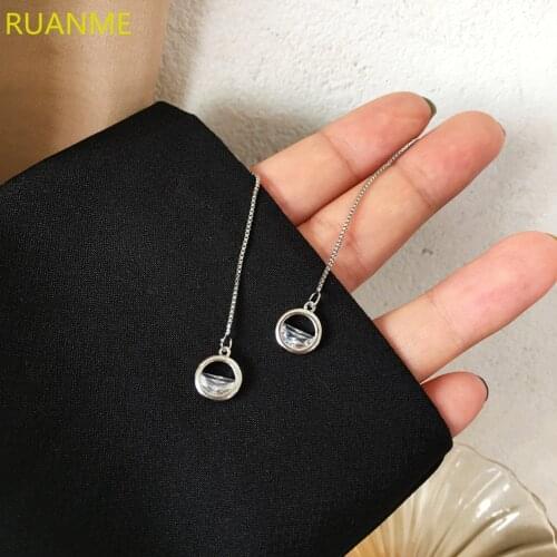 Simple Fashion Personality Small Long Earrings Temperament Round Pendant Ears Line Creative Earrings Can Be Adjusted