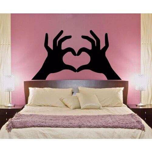 Romantic Decor Wall Decal for Master Bedroom Hands Making Heart Vinyl Wall Stickers Home Decor Living Room Self Adhesive D149