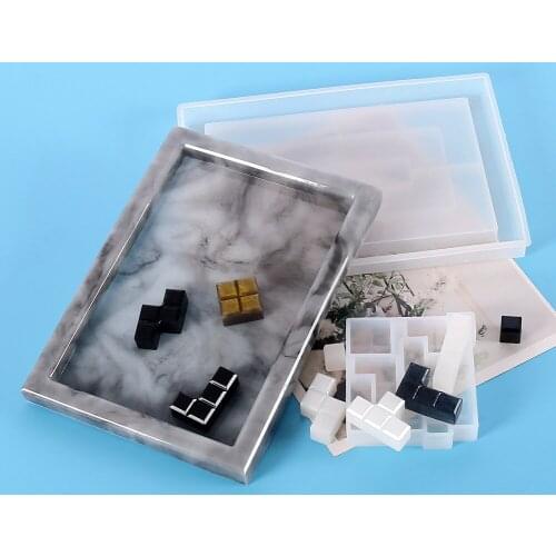 DIY RussianTetris Silicone Molds Handcraft Resin Casting Molds For Home Decor Game play UV Epoxy Resin Tray Coaster Mold Kit