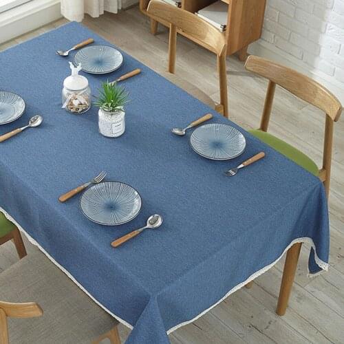 Solid Color Edge Tablecloths Pastoral Dustproof Modern Rectangular Coffee Table Cloth Home Decoration Manteles Toalha De Mesa