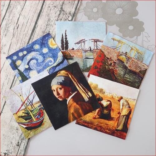 Canvas Fabric Positioning Cloth Handmade Cloth DIY Polyester Cotton Hand Dyed Van Gogh Patchwork Digital Printing 6pcs/lot Plain