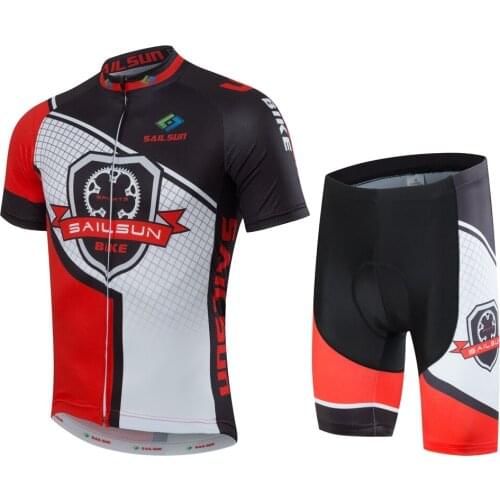 Bike Cycling Clothing/Cycling Jersey Sets With Bib Mens Shorts Short Sleeve Outdoor Sportswear Red-White Clothing CC6116
