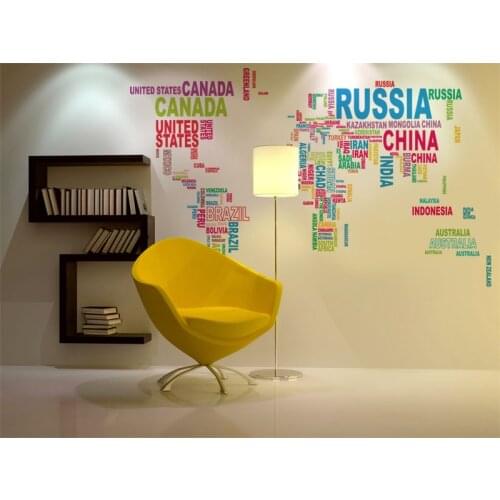 World Map Vinyl Wall Stickers Kids Room Decor Aesthetic Peel and Stick Self Adhesive Wall Decal Kids Room Poster Art