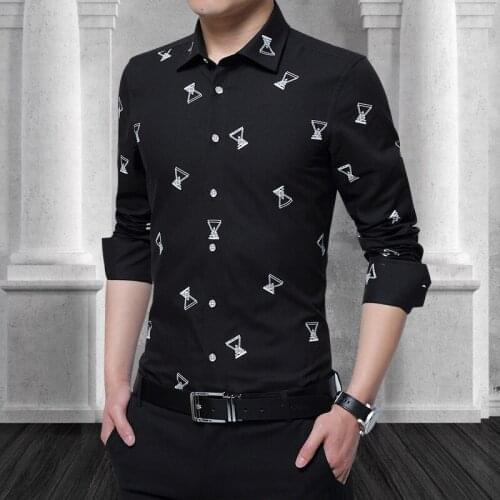High Quality 2020 Men Shirt Casual Long Sleeve Printing Mens Top 100% Cotton Slim Fit Mens Dress Shirts Camisa De Los Hombres