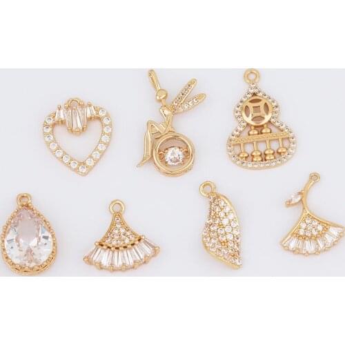 WHSOK 30Pcs Jewelry Findings & Components/CZ Charms/Pendants For Earrings/DIY Making/Jewelry Accessories/Leaf Shapes/Hand Made