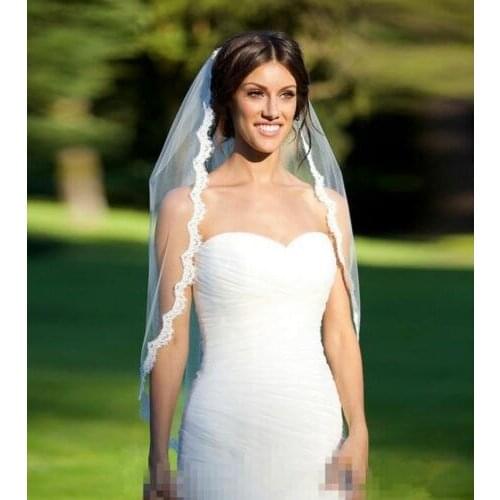 Women Pure white Bride Wedding Wedding Frilly lace Hair head Veil WITH COMB 2022