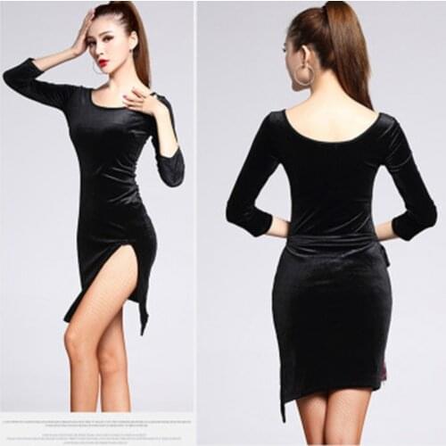 Latin Dance Dress Women Velvet Cheapest Salsa Dance Wear Lyrical Dance Costumes Female Ballroom Tango Modern Rumba Dance Dress
