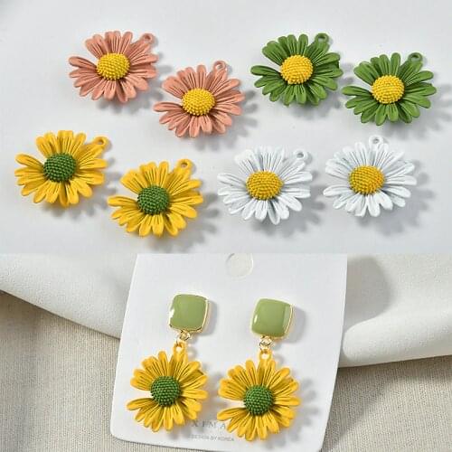 26mm color flowers shape alloy Spray paint charms diy jewelry earring/bracelet pendants accessory