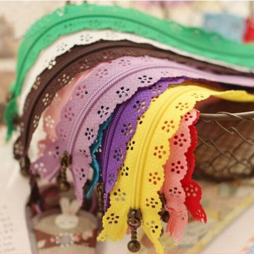 New 20cm Nylon Color Mixing Lace Zipper Clothing Bag Invisible Zipper Closing Tail for Purse or Bag Chain Accessories 10Pcs
