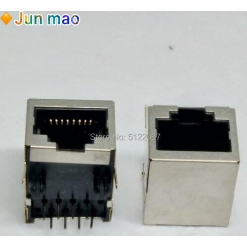 10Pcs Per Lot RJ45 Metal 8 Pin Female PCB Right Angle Board Jack Connector 8P8C Crystal Head Socket 18mm Network Interface