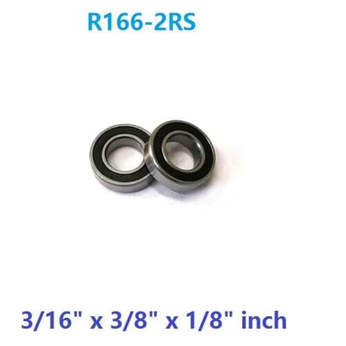 100pcs/lot R166-2RS R166RS R166 RS 3/16" x 3/8" x 1/8" inch sealed bearing Deep Groove Ball bearing Mini 4.762x9.525x3.175 mm