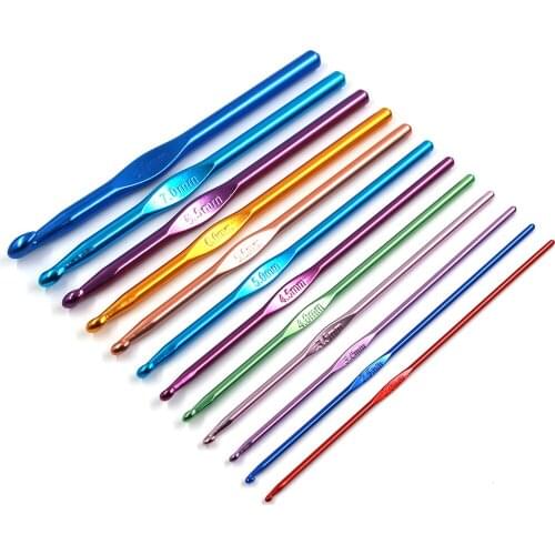 12pcs/Set QJH Hand Crochet Hook Knitting Tools Weaving Craft Sweater Knitting Needle Alumina Crochet Sewing Tool&Accessories