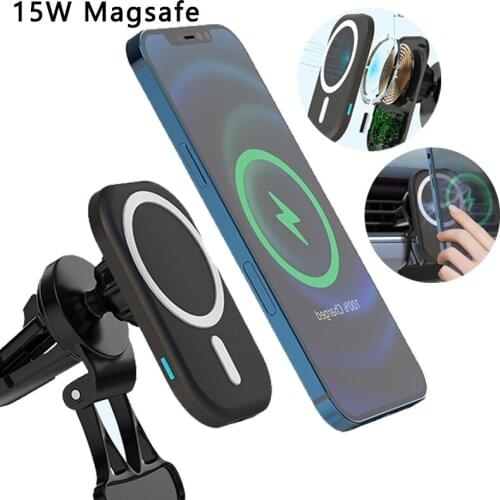 15W Magsafe Wireless Car Charger Holder for iPhone 12 Pro Max 12 Mini Stand Induction Fast Charging Magnetic Phone Charger