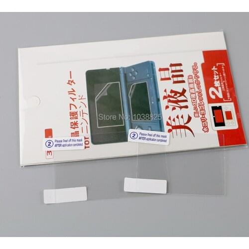 20sets/lot 2in1 top+bottom Ultra Clear LCD Screen Protector Cover For Nintendo 3ds Protective Film with pacakage