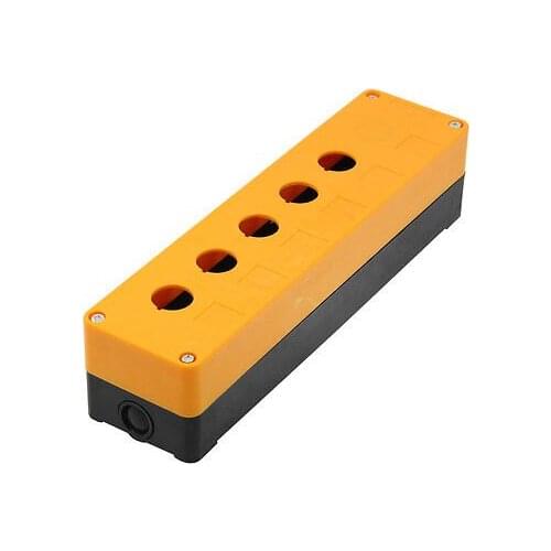 22mm Hole Five Push Button Switch Holder Control Box Case Orange Black