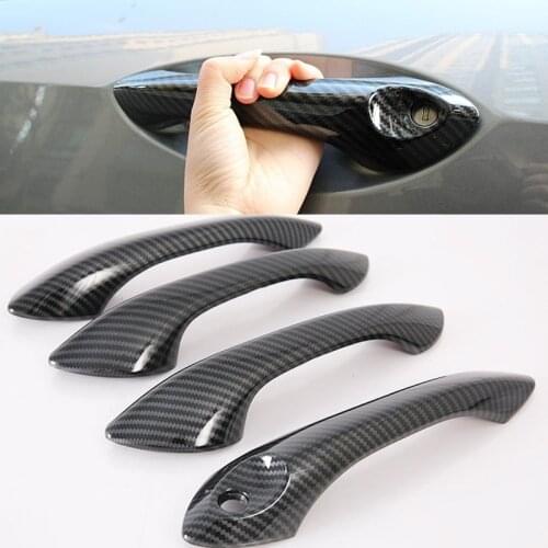 For Chevrolet Onix 2019-2021 4PC Carbon Fiber ABS Car Side Door Handle Bowl Protector Cover Trim Molding Car Styling Accessories