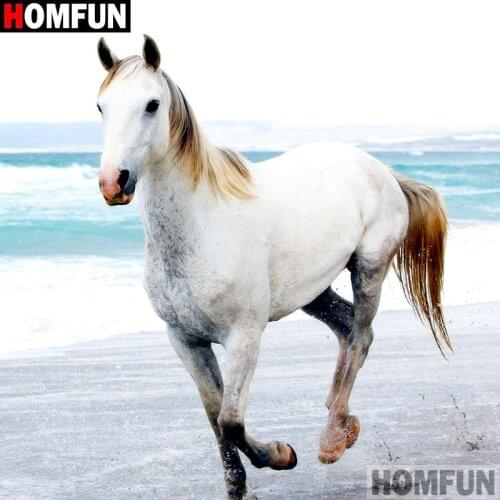 Homfun Full Square/Round Drill 5D DIY Diamond Painting "Animal horse" 3D Embroidery Cross Stitch Home Decor Gift A10948