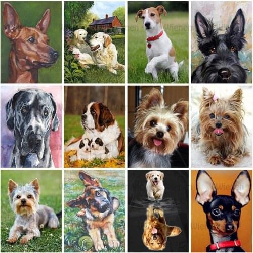 Diamond Painting Dog Full Square/Round Drill Resin 5D DIY Diamond Embroidery Animals Cross Stitch Art Handmade Gift Home Decor