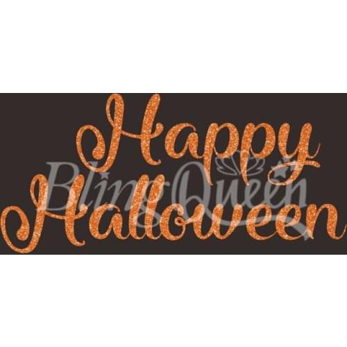 BlingQueen 12PCS/LOT Custom Bling Glitter Hot Fix Vinyl Transfers Happy Halloween Design, Colors and Sizes can be customized