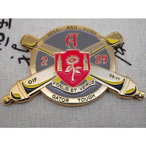Cheap Custom 3D coin low price Gold plating coin hot sales Military coin medal Factory custom debossed with color filled badges