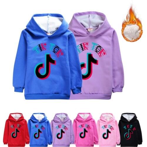 TIK TOK Cartoon Fall Winter Childrens Clothing For Boys And Girls With Unopened Hoodies