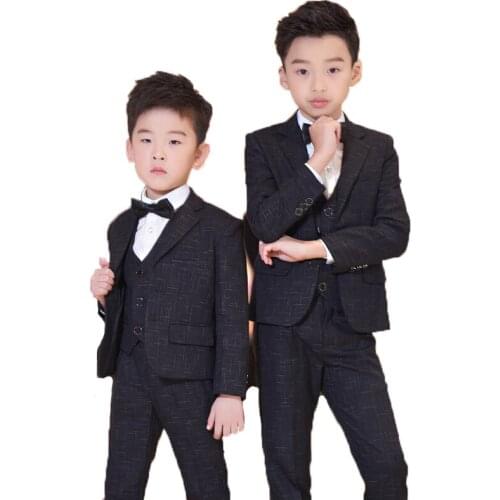 Childrens Formal Wedding Derss Suit Sets Flower Boys Blazer Trousers Shirts Outfits Kids Piano Party Performance Costumes