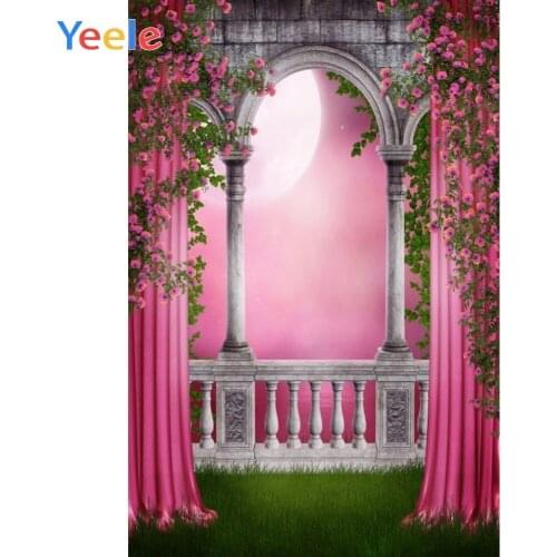 Flower Curtain Arched Pillar Wedding Dreamy Photography Backdrops Photographic Background Backdrop Backgrounds For Photo Studio