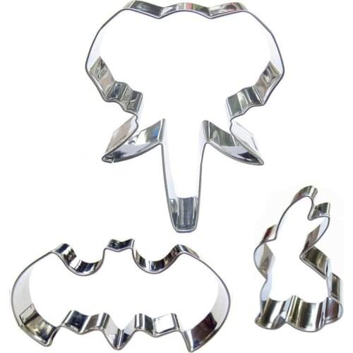 Elephant head, Bat,Small white rabbit shaped 3 piece biscuit cutting molds, baking tools, cake decorating soft candy tools