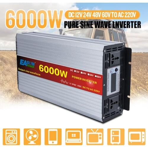 Car Inverter Pure Sine Wave Inverter 6000W 8000W 12V 24V 220V 110V Transformer Converter Power Solar Inverter With LCD Screen