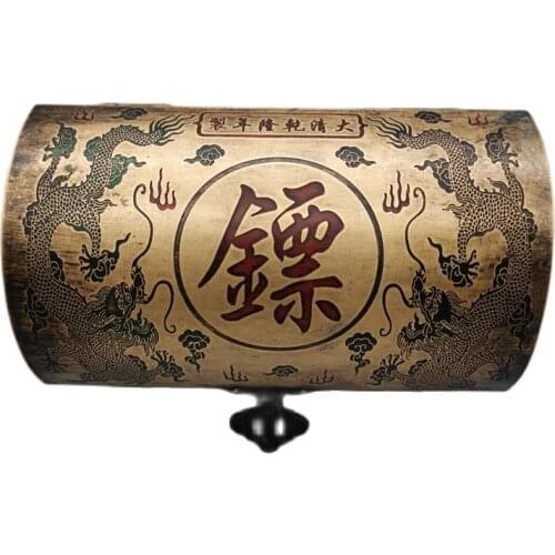 Chinese Old Copper Collection Double Dragon Dart Word Jewelry Box