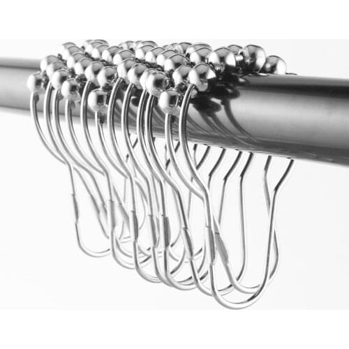 12Pcs/Pack Shower Curtain Hooks Rings Silver Rust-Resistant Shower Curtain Light bulb shape Rings Hooks Bathroom Accessories