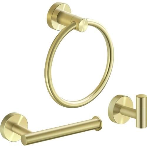 Brushed Gold Bathroom Hardware Set Towel Ring Wall Toilet Roll Paper Holder Wall Mounted Robe Hook Matte Black Bath Accessories