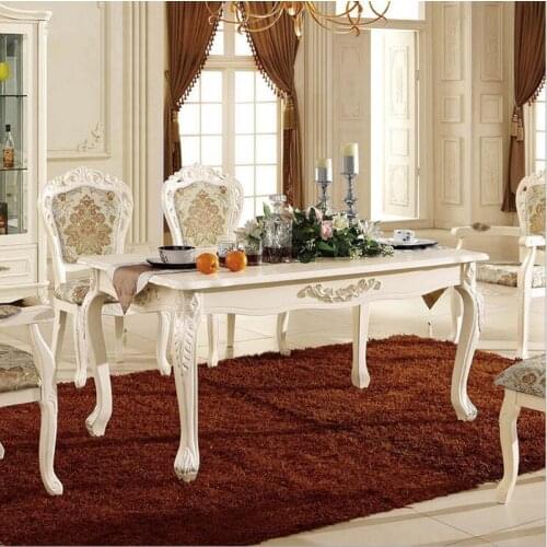 Antique Style Italian Dining Table, 100% Solid Wood Italy Style Luxury Dining Table Set pfy10028