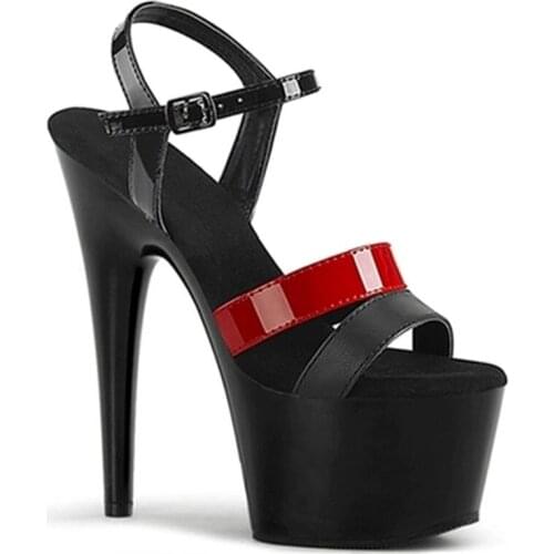 New custom, lacquered heels, two-tone vamp 15 cm sexy model catwalk pole dancing shoes