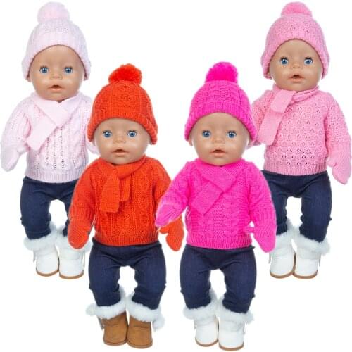 2020 New Christmas Sweater Set Fit For 43cm ZAPF Baby Bron Doll 17 Inch Reborn Baby Doll Clothes, Shoes are not included