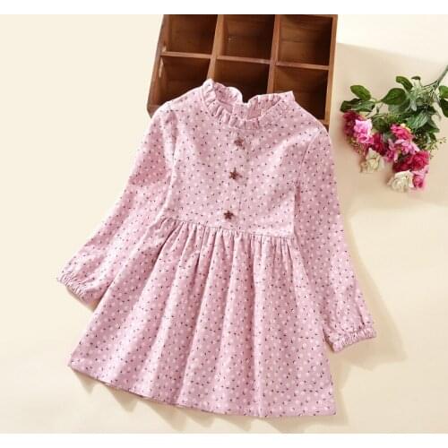 Autumn Girls Print Dress Children Plush Padded Dress Girls Lace Collar Princess Dress