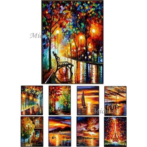 Autumn landscape hand drawn oil painting living room wall home decoration abstract painting canvas