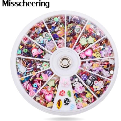 Mixed Designs Resin Sequins Colorful Glitter Polymer Clay Nail Art Tips Rhinestone Slice Decoration Manicure Nail Wheel Tools