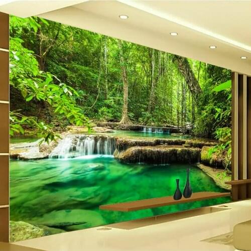 Custom 3D Photo Wallpaper Green Forest Scenery Large Wall Painting Living Room Bedroom Background Wall Mural Papel De Parede 3D