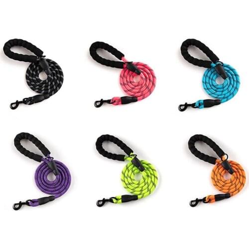 Pet Multicolor Circle Rope Nylon Dog Leash Comfortable foam handle Lead Reflective Line Pet Traction Rope For Medium Large Dog