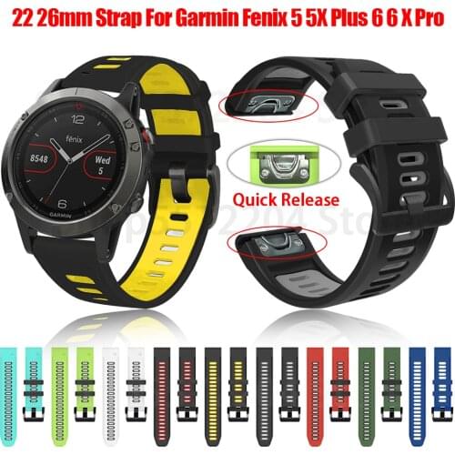 22 26mm Quick fit Watch Strap For Garmin Fenix 6 6X Pro 5X 5 Plus 3HR 935 945 S60 Wrist Band Soft Silicone Watch Wristband Belt