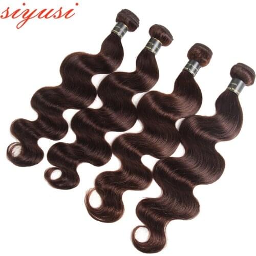 Auburn Indian Human Hair Weft Body Wave Remy Bundles Color 2# Wavy Hair Extensions Sew In Hair Bundles