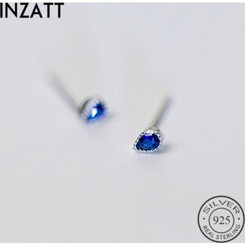 INZATT Real 925 Sterling Silver Minimalist Waterdrop Zircon Stud Earrings For Fashion Women Party Fine Jewelry Cute Gift