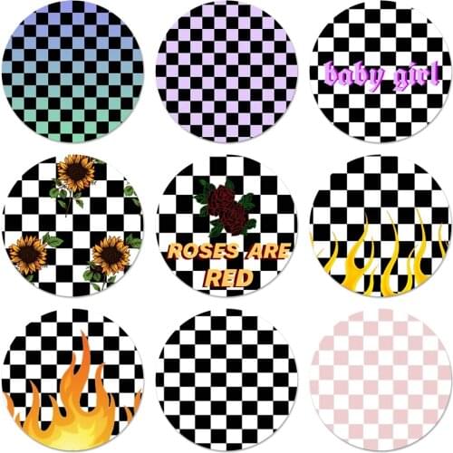 Checkerboard Checkered Icons Pins Badge Decoration Brooches Metal Badges For Clothes Backpack Decoration