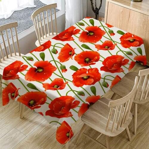 Flowers Print Tablecloth Oilproof Waterproof Rectangular Table Cloth Hotel Family Banquet Party Tablecloth Polyester